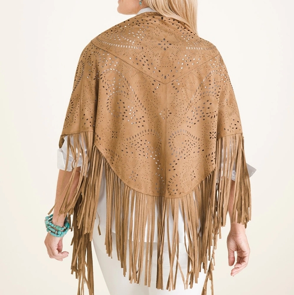 Chico's Western Boho Fringe Shawl Wrap - Picture 2 of 5